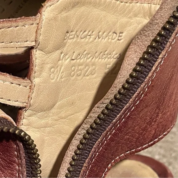 Bed Stu women chestnut brown distressed leather caged stacked heel shoes, 8 1/2 - Picture 3 of 12